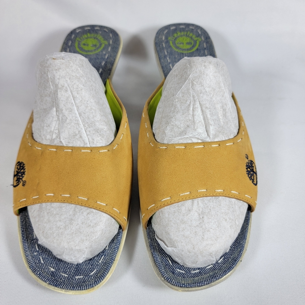 Timberland Womens Shoes Tan Slip-On Open Toe Low Heal Size 7.5 M